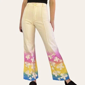 Big Bud Press Airbrush Rainbow Butterfly patterned Western Pants XXS new